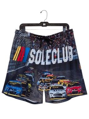 SOLE CLUB NASCAR Race Car Print Athletic Mesh Shorts Size L